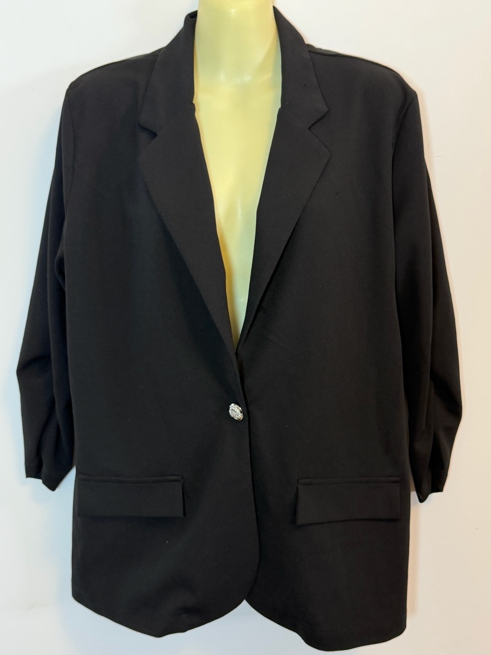 Ivory Love Black Single-Button Long Line Blazer